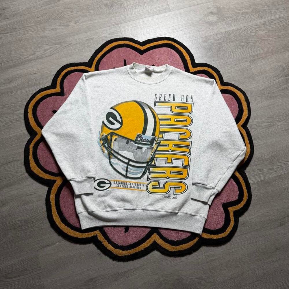Vintage 90’s Riddell Green Bay Packers Helmet Logo Crewneck Sweatshirt Large